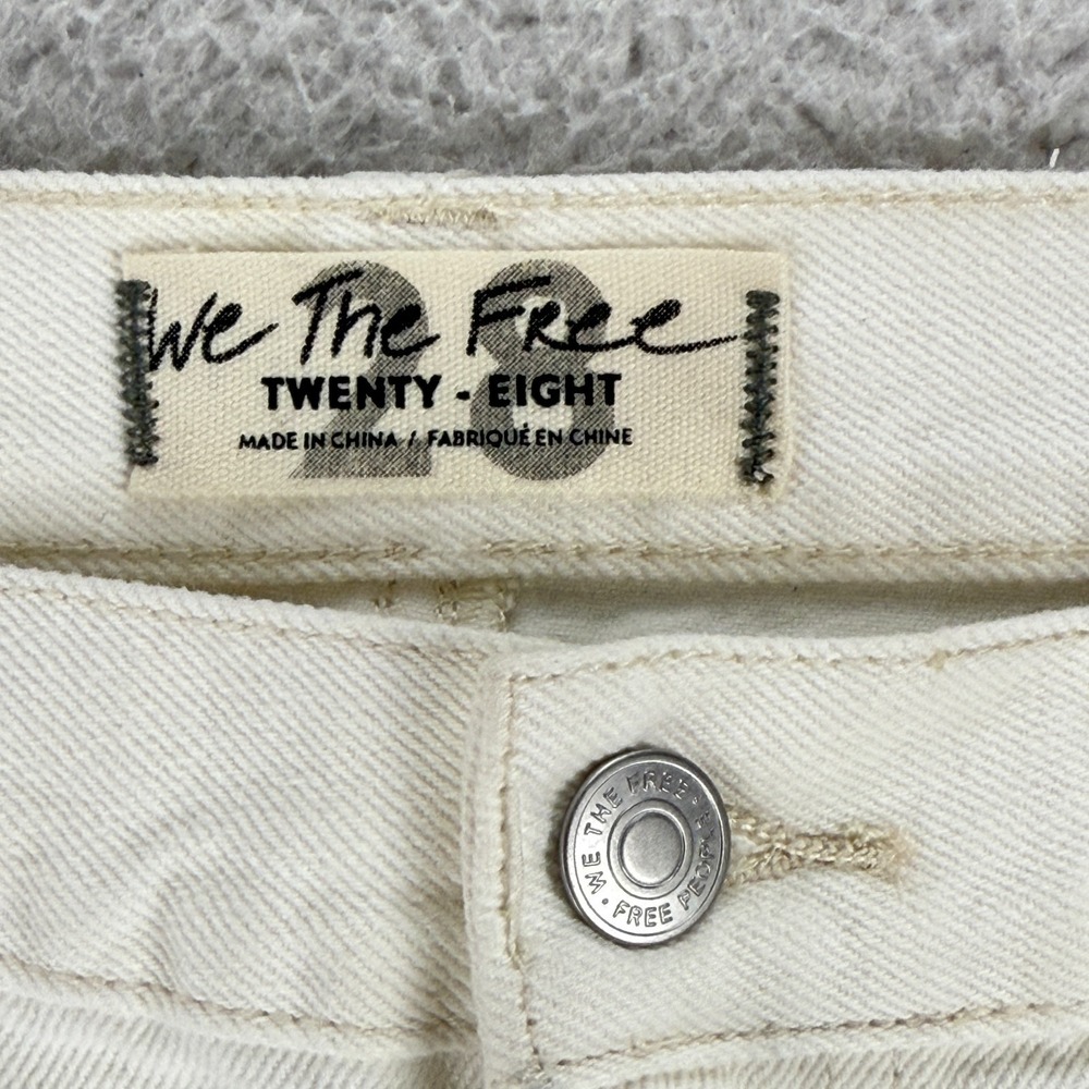 Free‎ People Side Car Mini Skirt Womens Size 28 White Denim Frayed Hem Casual - Picture 11 of 16